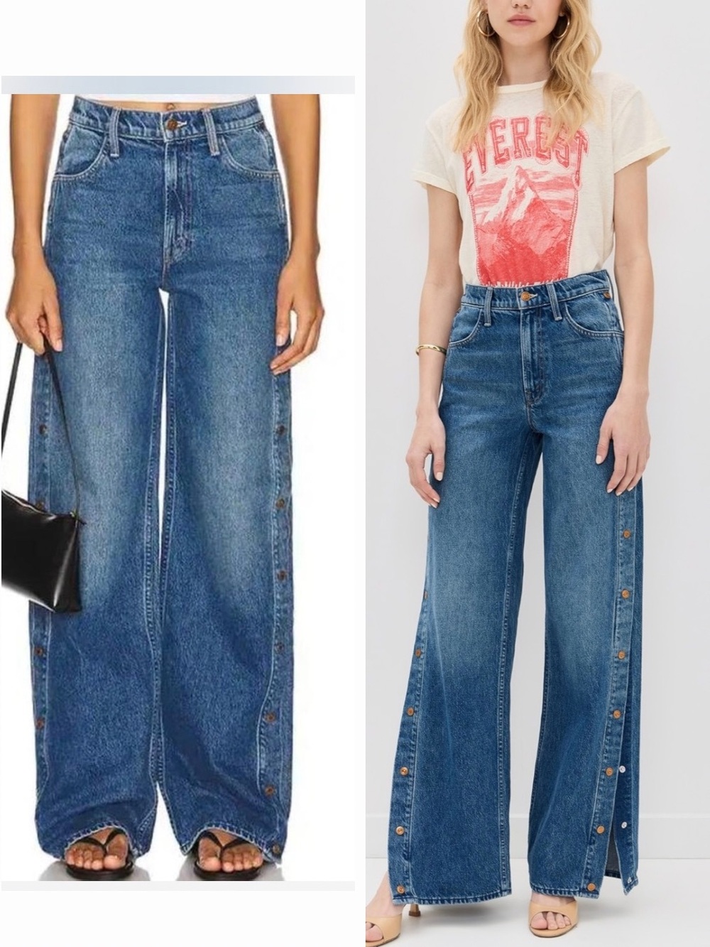 MOTHER Snacks The Resealable Heel Jeans Medium Wash Premium Denim 27 Wide Leg